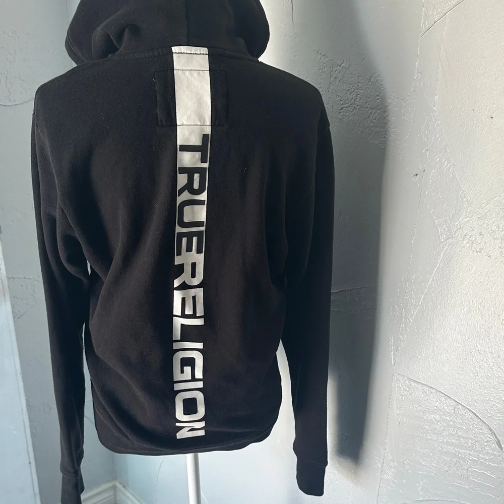 True Religion Black Hoodie with White Accents
